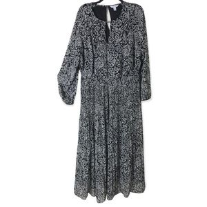 Floral Long Sleeve Long Maxi Plus Size Dress